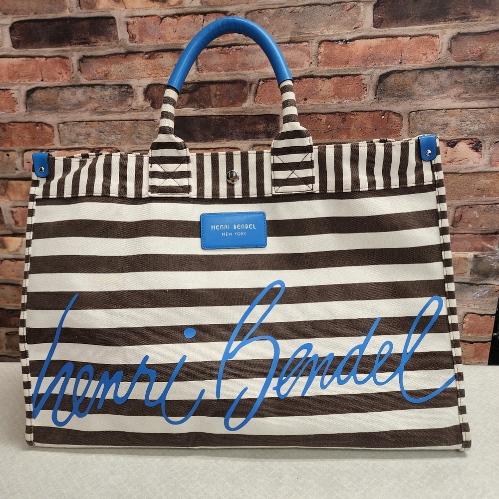 Henri Bendel- Signature Striped Canvas Tote
